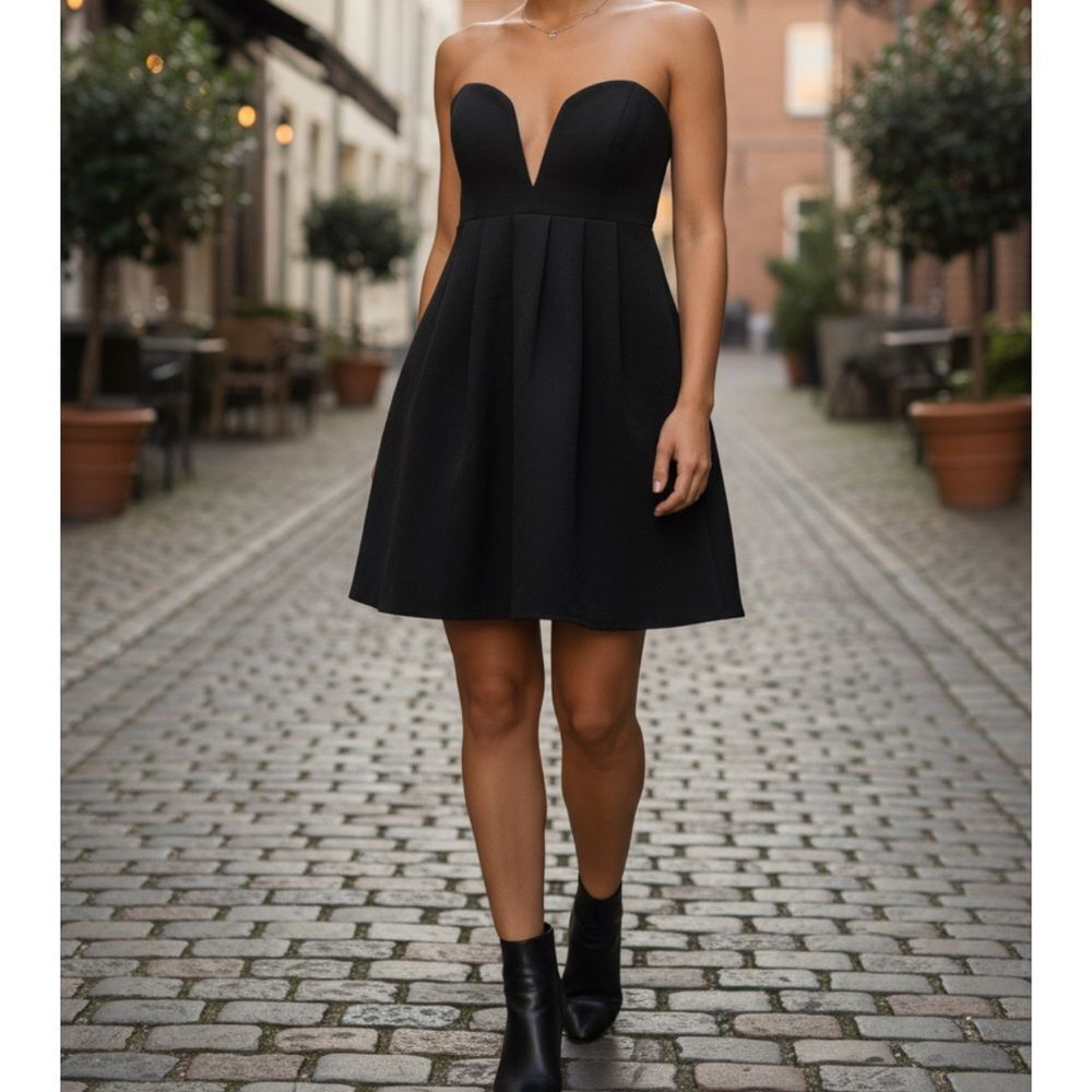 Free people Black Strapless Mini Dress(Size 4) - Picture 2 of 8